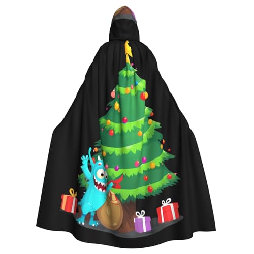 WHJSSF Monster Under The Christmas Tree Prints Halloween Adult Hooded Cape Cloak For Role-Playing, Stage Costumes, Parties, Easy Care WHJSSF Monster Under The Christmas Tree Prints Halloween Adult Hooded Cape Cloak For Role-Playing, Stage Costumes, Parties, Easy Care von WHJSSF