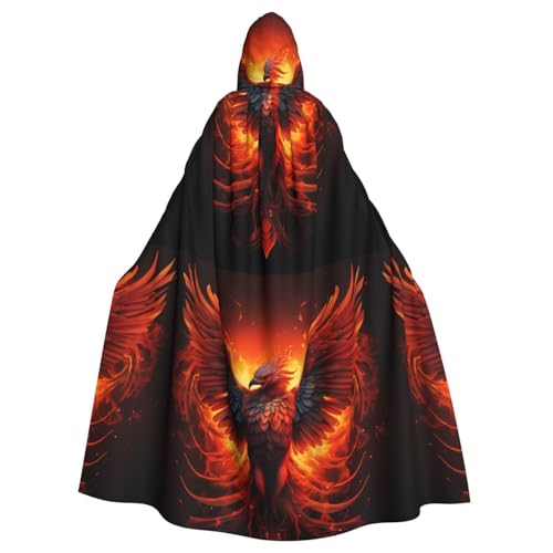 WHJSSF Orange-roter Phoenix-Aufdruck, Halloween-Umhang mit Kapuze, für Erwachsene, super großer Kapuzenumhang ohne Reißverschluss von WHJSSF