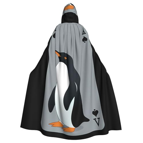 WHJSSF Pinguin-Druck auf Spielkarten, Halloween-Umhang für Erwachsene, Kapuzenumhang für Rollenspiele, Bühnenkostüme, Partys, pflegeleicht WHJSSF Pinguin-Druck auf Spielkarten, Halloween-Umhang für Erwachsene, Kapuzenumhang für Rollenspiele, Bühnenkostüme, Partys, pflegeleicht von WHJSSF