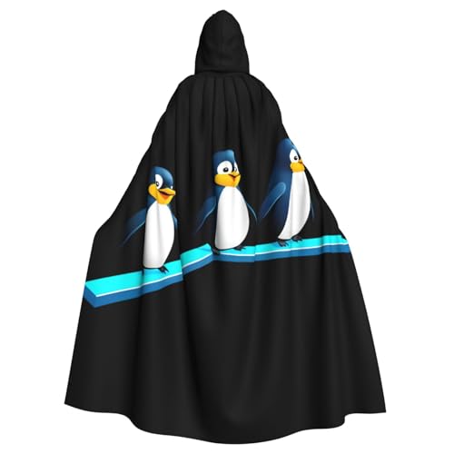 WHJSSF Pinguine, die auf Wippe spielen, Halloween-Umhang für Erwachsene, Kapuzenumhang für Rollenspiele, Bühnenkostüme, Partys, pflegeleicht von WHJSSF
