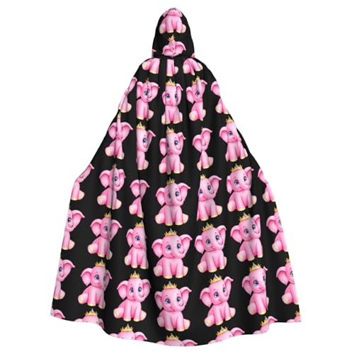 WHJSSF Romantischer kleiner rosa Elefanten-Aufdruck, Halloween-Umhang für Erwachsene – super großer Kapuzenumhang ohne Reißverschluss WHJSSF Romantischer kleiner rosa Elefanten-Aufdruck, Halloween-Umhang für Erwachsene – super großer Kapuzenumhang ohne Reißverschluss von WHJSSF