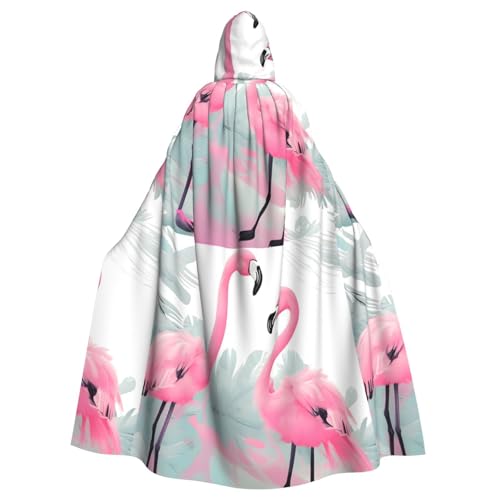 WHJSSF Rosafarbener Flamingo-Aufdruck, Halloween-Umhang mit Kapuze, für Rollenspiele, Bühnenkostüme, Partys, pflegeleicht WHJSSF Rosafarbener Flamingo-Aufdruck, Halloween-Umhang mit Kapuze, für Rollenspiele, Bühnenkostüme, Partys, pflegeleicht von WHJSSF