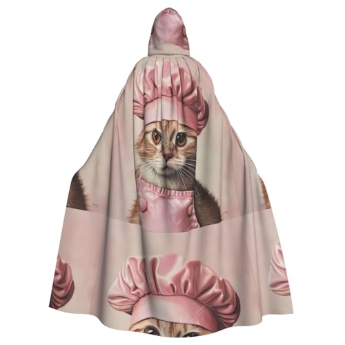 WHJSSF Rosafarbener Kochmütze, kleine Katze, bedruckt, Halloween, Erwachsenen-Kapuzenumhang für Rollenspiele, Bühnenkostüme, Partys, pflegeleicht WHJSSF Rosafarbener Kochmütze, kleine Katze, bedruckt, Halloween, Erwachsenen-Kapuzenumhang für Rollenspiele, Bühnenkostüme, Partys, pflegeleicht von WHJSSF