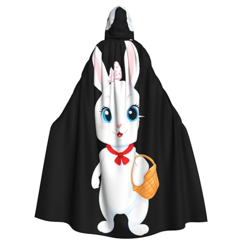 WHJSSF Shopping Little White Rabbit Prints Halloween Adult Hooded Cape Cloak For Role-Playing, Stage Costumes, Parties, Easy Care WHJSSF Shopping Little White Rabbit Prints Halloween Adult Hooded Cape Cloak For Role-Playing, Stage Costumes, Parties, Easy Care von WHJSSF