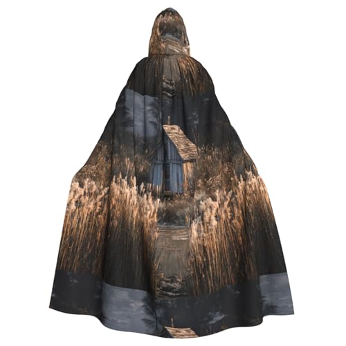 WHJSSF Small Cabin Beside Reeds Prints Halloween Adult Hooded Cape Cloak - Super Large Hooded Cloak No Zipper WHJSSF Small Cabin Beside Reeds Prints Halloween Adult Hooded Cape Cloak - Super Large Hooded Cloak No Zipper von WHJSSF