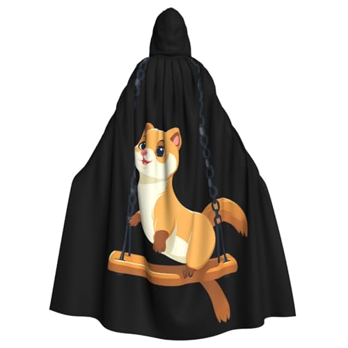 WHJSSF Stoat On A Swing Prints Halloween Erwachsene Kapuzenumhang Umhang für Rollenspiele, Bühnenkostüme, Partys, pflegeleicht WHJSSF Stoat On A Swing Prints Halloween Erwachsene Kapuzenumhang Umhang für Rollenspiele, Bühnenkostüme, Partys, pflegeleicht von WHJSSF