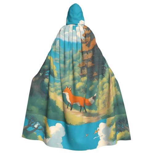 WHJSSF Süßer kleiner Fuchs-Aufdruck, Halloween-Umhang für Erwachsene, mit Kapuze, super großer Kapuzenumhang ohne Reißverschluss WHJSSF Süßer kleiner Fuchs-Aufdruck, Halloween-Umhang für Erwachsene, mit Kapuze, super großer Kapuzenumhang ohne Reißverschluss von WHJSSF
