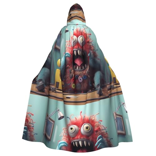 WHJSSF The Little Monster Calling Prints Halloween-Umhang mit Kapuze für Rollenspiele, Bühnenkostüme, Partys, pflegeleicht von WHJSSF