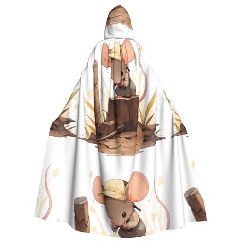 WHJSSF The Little Mouse Making Faces Prints Halloween Erwachsenen-Kapuzenumhang für Rollenspiele, Bühnenkostüme, Partys, pflegeleicht von WHJSSF