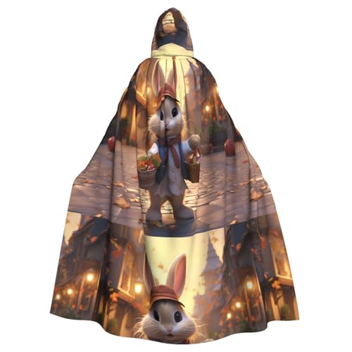 WHJSSF The Little Rabbit With Candy Prints Halloween Adult Hooded Cape Cloak For Role-Playing, Stage Costumes, Parties, Easy Care WHJSSF The Little Rabbit With Candy Prints Halloween Adult Hooded Cape Cloak For Role-Playing, Stage Costumes, Parties, Easy Care von WHJSSF