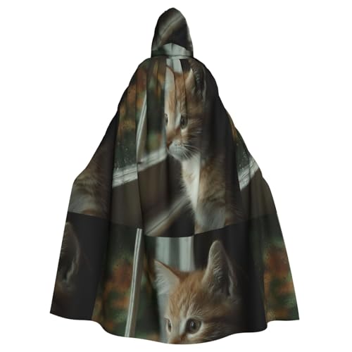 WHJSSF The Thinker At The Window Prints Halloween-Umhang mit Kapuze für Rollenspiele, Bühnenkostüme, Partys, pflegeleicht von WHJSSF