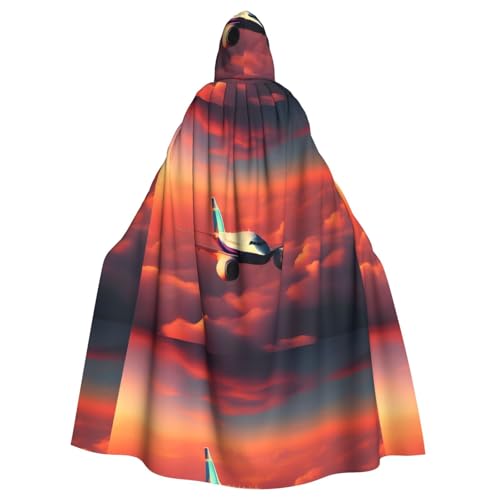 WHJSSF Umhang mit Kapuze, Motiv: Flugzeug, Sonnenuntergang, Himmel, für Halloween, Erwachsene, für Rollenspiele, Bühnenkostüme, Partys, pflegeleicht WHJSSF Umhang mit Kapuze, Motiv: Flugzeug, Sonnenuntergang, Himmel, für Halloween, Erwachsene, für Rollenspiele, Bühnenkostüme, Partys, pflegeleicht von WHJSSF