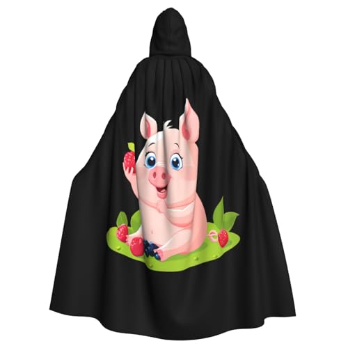 WHJSSF Umhang mit Kapuze, Motiv: kleines rosa Schwein, das wilde Früchte isst, Halloween, Erwachsene, für Rollenspiele, Bühnenkostüme, Partys, pflegeleicht WHJSSF Umhang mit Kapuze, Motiv: kleines rosa Schwein, das wilde Früchte isst, Halloween, Erwachsene, für Rollenspiele, Bühnenkostüme, Partys, pflegeleicht von WHJSSF