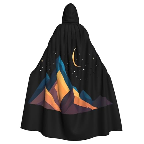 WHJSSF Umhang mit Kapuze für Erwachsene, Motiv: Berge unter dem Nachthimmel, bedruckt mit Halloween, super großer Kapuzenumhang ohne Reißverschluss von WHJSSF