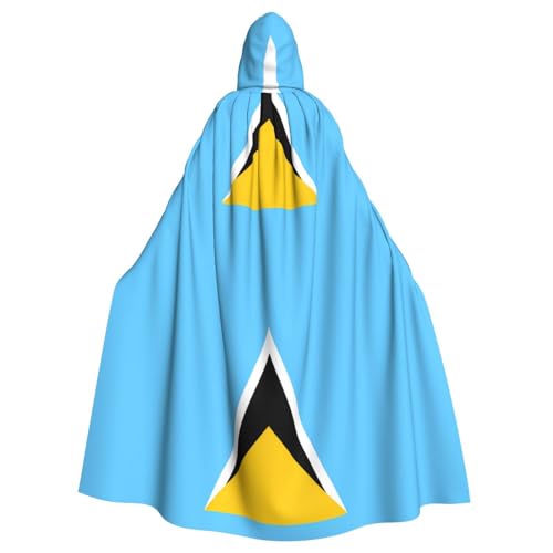 WHJSSF Umhang mit Kapuze für Erwachsene, Motiv: Flagge der Heiligen Lucia, für Rollenspiele, Bühnenkostüme, Partys, pflegeleicht WHJSSF Umhang mit Kapuze für Erwachsene, Motiv: Flagge der Heiligen Lucia, für Rollenspiele, Bühnenkostüme, Partys, pflegeleicht von WHJSSF