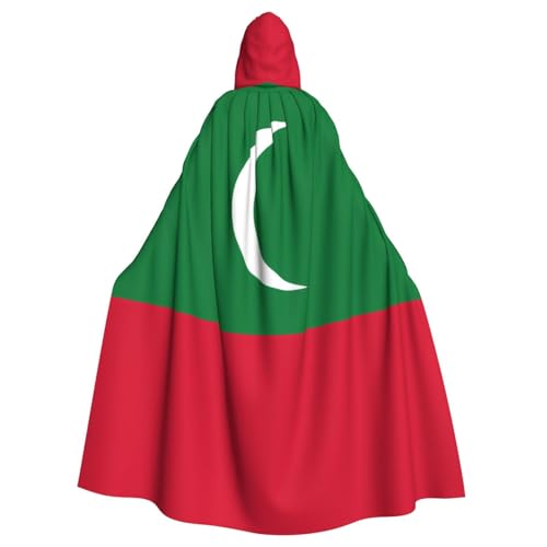 WHJSSF Umhang mit Kapuze für Erwachsene, Motiv: Flagge der Malediven, für Rollenspiele, Bühnenkostüme, Partys, pflegeleicht von WHJSSF