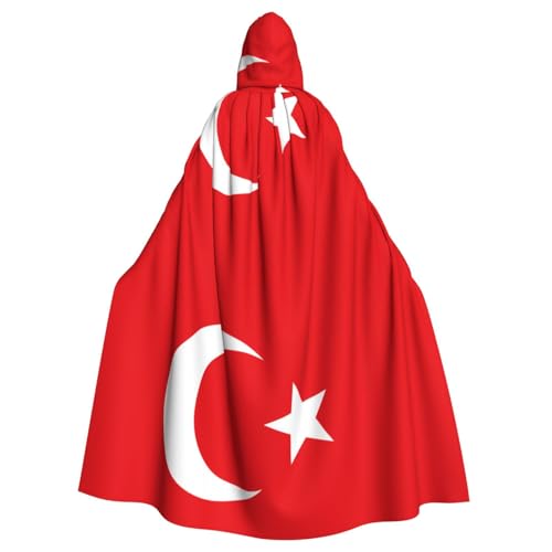 WHJSSF Umhang mit Kapuze für Erwachsene, Motiv: Flagge der Türkei, für Rollenspiele, Bühnenkostüme, Partys, pflegeleicht WHJSSF Umhang mit Kapuze für Erwachsene, Motiv: Flagge der Türkei, für Rollenspiele, Bühnenkostüme, Partys, pflegeleicht von WHJSSF