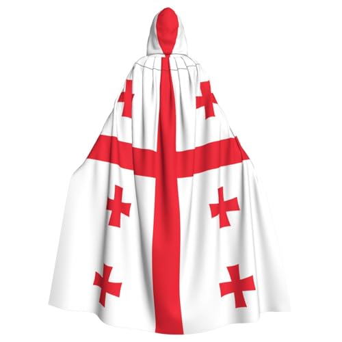 WHJSSF Umhang mit Kapuze für Erwachsene, Motiv: Flagge von Georgien, für Rollenspiele, Bühnenkostüme, Partys, pflegeleicht von WHJSSF