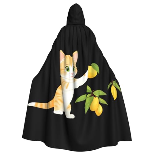WHJSSF Umhang mit Kapuze für Erwachsene, Motiv: Kätzchen, Mangodruck, Halloween, Erwachsene, für Rollenspiele, Bühnenkostüme, Partys, pflegeleicht von WHJSSF