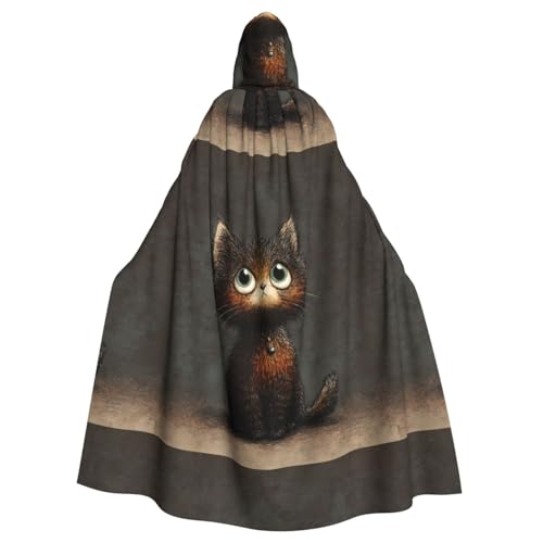 WHJSSF Umhang mit Kapuze für Erwachsene, Motiv: Waiting Kittens Print, Halloween, Supergroßer Kapuzenumhang ohne Reißverschluss von WHJSSF