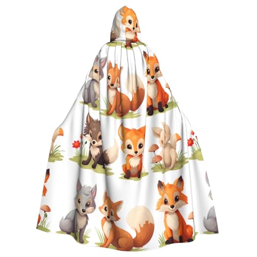 WHJSSF Umhang mit Kapuze für Erwachsene, Motiv: Waldtiere, für Rollenspiele, Bühnenkostüme, Partys, pflegeleicht von WHJSSF
