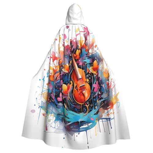 WHJSSF Umhang mit Kapuze für Erwachsene, Motiv: bunte Note, Gitarren-Druck, super großer Kapuzenumhang, kein Reißverschluss von WHJSSF