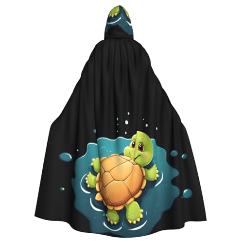 WHJSSF Umhang mit Kapuze für Erwachsene, Motiv: kleine Schildkröte in der Pfütze, bedruckt, ohne Reißverschluss von WHJSSF