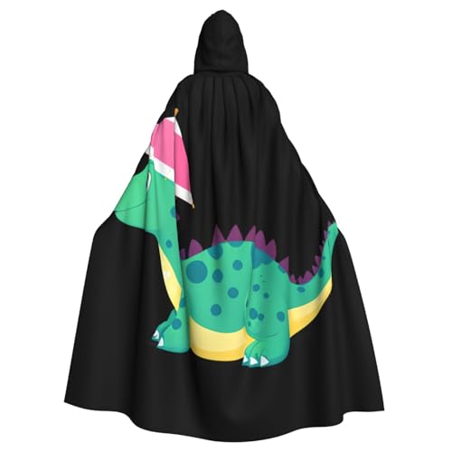 WHJSSF Umhang mit Kapuze für Erwachsene, Motiv: kleiner Dinosaurier im Urlaub, für Rollenspiele, Bühnenkostüme, Partys, pflegeleicht von WHJSSF