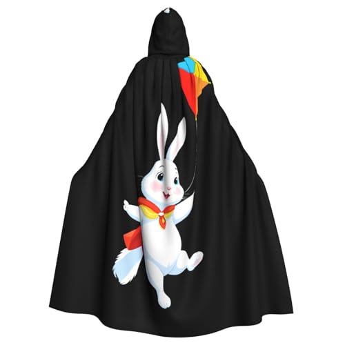 WHJSSF Umhang mit Kapuze für Erwachsene, Motiv: kleiner weißer Hase, fliegender Drachen, mit Kapuze, ohne Reißverschluss WHJSSF Umhang mit Kapuze für Erwachsene, Motiv: kleiner weißer Hase, fliegender Drachen, mit Kapuze, ohne Reißverschluss von WHJSSF