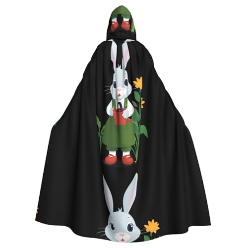 WHJSSF Umhang mit Kapuze für Erwachsene, Motiv: kleines Kaninchen, Blumendruck, Halloween, großer Kapuzenumhang ohne Reißverschluss WHJSSF Umhang mit Kapuze für Erwachsene, Motiv: kleines Kaninchen, Blumendruck, Halloween, großer Kapuzenumhang ohne Reißverschluss von WHJSSF