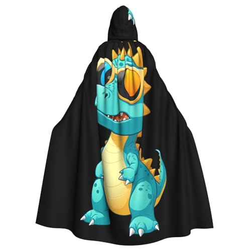 WHJSSF Umhang mit Kapuze für Erwachsene, Motiv: stolzer Dinosaurier-Druck, für Rollenspiele, Bühnenkostüme, Partys, pflegeleicht von WHJSSF