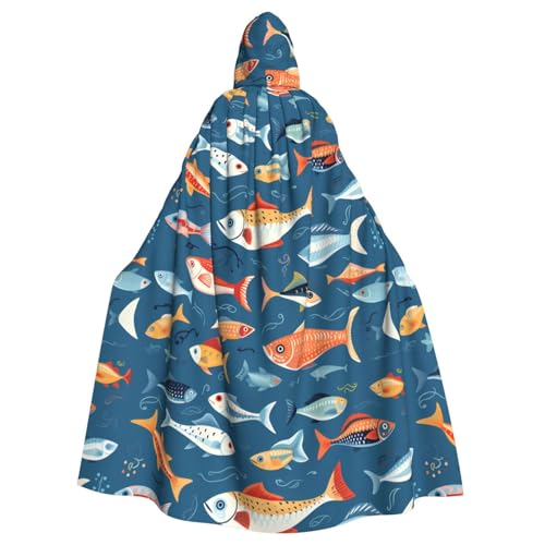 WHJSSF Umhang mit Kapuze für Erwachsene, verschiedene Seefisch-Muster, für Rollenspiele, Bühnenkostüme, Partys, pflegeleicht von WHJSSF