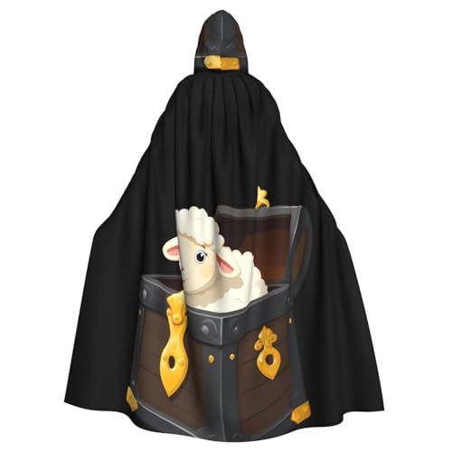 WHJSSF Umhang mit Kapuze und Aufschrift "Little Sheep In The Treasure Box", für Halloween, Erwachsene, super großer Kapuzenumhang, ohne Reißverschluss von WHJSSF