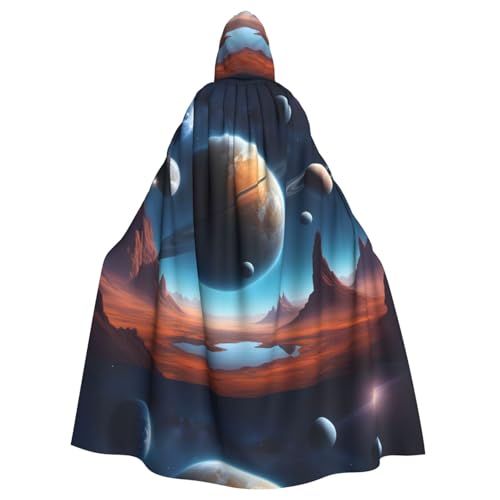 WHJSSF Universe Planet Prints Halloween-Umhang mit Kapuze für Erwachsene, für Rollenspiele, Bühnenkostüme, Partys, pflegeleicht von WHJSSF