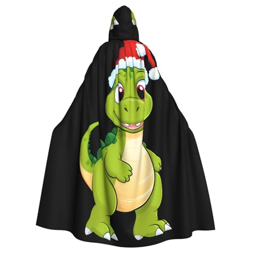 WHJSSF Weihnachtlicher Dinosaurier-Druck, Halloween-Umhang mit Kapuze, Umhang für Rollenspiele, Bühnenkostüme, Partys, pflegeleicht von WHJSSF