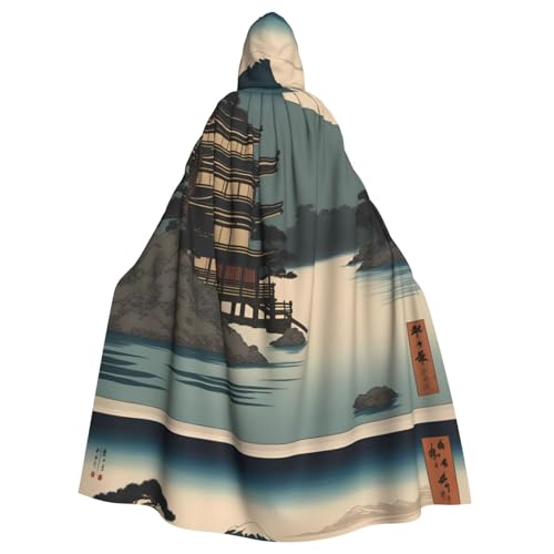 WHJSSF Wunderschöner Umhang mit Kapuze für Erwachsene, Motiv: Berge und Flüsse – super großer Kapuzenumhang ohne Reißverschluss WHJSSF Wunderschöner Umhang mit Kapuze für Erwachsene, Motiv: Berge und Flüsse – super großer Kapuzenumhang ohne Reißverschluss von WHJSSF