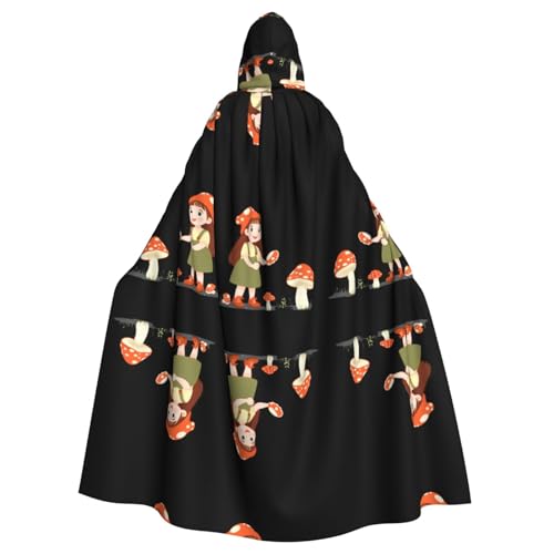 WHJWZY Das kleine Mädchen pflückt Pilze Muster Aldult Halloween Kapuzenumhang für Männer und Frauen, für Partys, Abschlussbälle WHJWZY Das kleine Mädchen pflückt Pilze Muster Aldult Halloween Kapuzenumhang für Männer und Frauen, für Partys, Abschlussbälle von WHJWZY