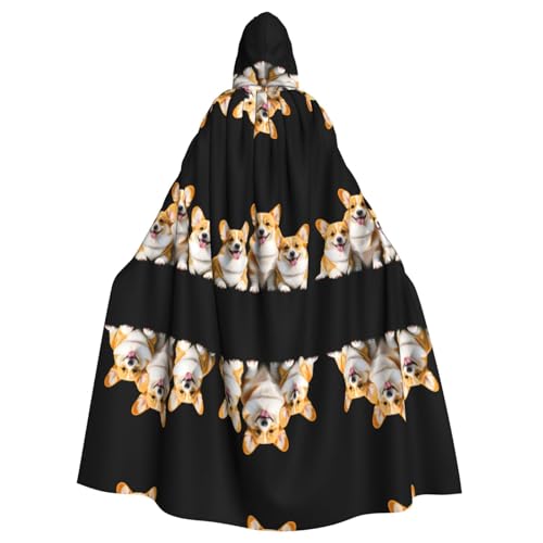 WHJWZY Drei kleine Corgi bedruckter Halloween-Kapuzenumhang für Männer und Frauen, für Partys, Abschlussbälle WHJWZY Drei kleine Corgi bedruckter Halloween-Kapuzenumhang für Männer und Frauen, für Partys, Abschlussbälle von WHJWZY