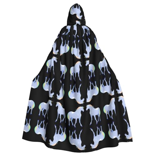 WHJWZY Einhorn-Silhouette-Muster, Halloween-Kapuzenumhang für Männer und Frauen, für Partys, Abschlussbälle WHJWZY Einhorn-Silhouette-Muster, Halloween-Kapuzenumhang für Männer und Frauen, für Partys, Abschlussbälle von WHJWZY