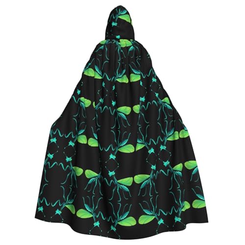 WHJWZY Glow-in-Dark Mantis Printing Aldult Halloween Kapuzenumhang für Männer und Frauen, für Partys, Abschlussbälle von WHJWZY