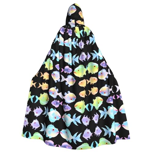 WHJWZY Glowing Anglerfish Printing Aldult Halloween Hooded Cloak for men and womenused for parties prom von WHJWZY