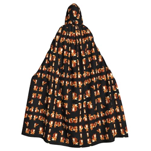 WHJWZY Gorp Squirrel Squad Printing Aldult Halloween Kapuzenumhang für Männer und Frauen, für Partys, Abschlussbälle von WHJWZY