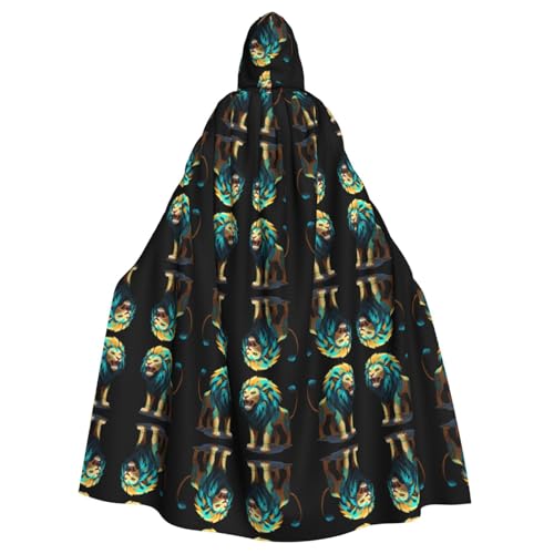 WHJWZY Halloween-Kapuzenumhang im Tribal-Stil mit Löwenmuster für Damen und Herren, für Partys, Abschlussbälle WHJWZY Halloween-Kapuzenumhang im Tribal-Stil mit Löwenmuster für Damen und Herren, für Partys, Abschlussbälle von WHJWZY