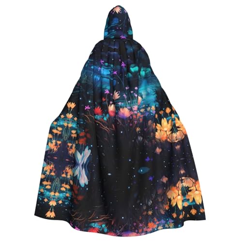 WHJWZY Halloween-Kapuzenumhang mit Blumen am Fluss, für Damen und Herren, für Partys, Abschlussbälle von WHJWZY