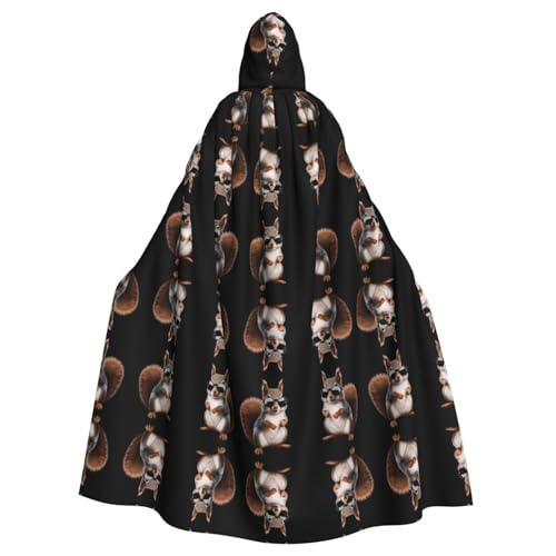 WHJWZY Halloween-Kapuzenumhang mit Eichhörnchen mit Brille, für Damen und Herren, für Partys, Abschlussbälle von WHJWZY