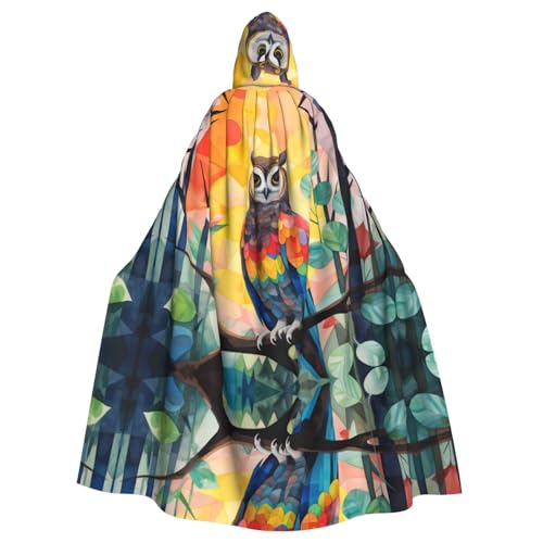 WHJWZY Halloween-Kapuzenumhang mit Eulen-Illustrationsdruck, für Damen und Herren, für Partys, Abschlussbälle von WHJWZY