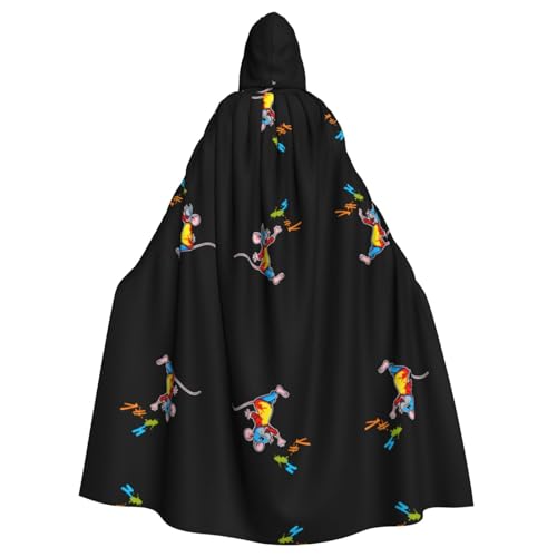 WHJWZY Halloween-Kapuzenumhang mit Graffitied Rattenmuster für Damen und Herren, für Partys, Abschlussbälle von WHJWZY