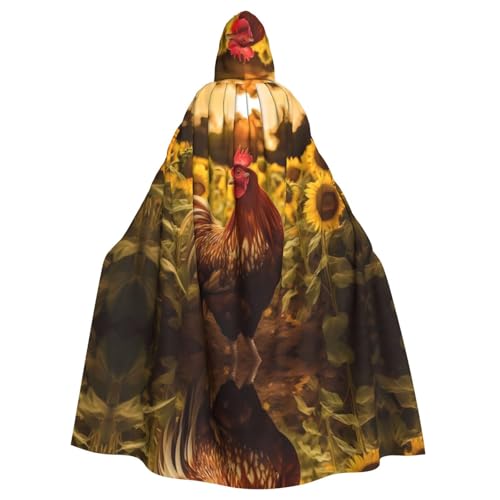 WHJWZY Halloween-Kapuzenumhang mit Hahn und Sonnenblumen, für Damen und Herren, für Partys, Abschlussbälle WHJWZY Halloween-Kapuzenumhang mit Hahn und Sonnenblumen, für Damen und Herren, für Partys, Abschlussbälle von WHJWZY