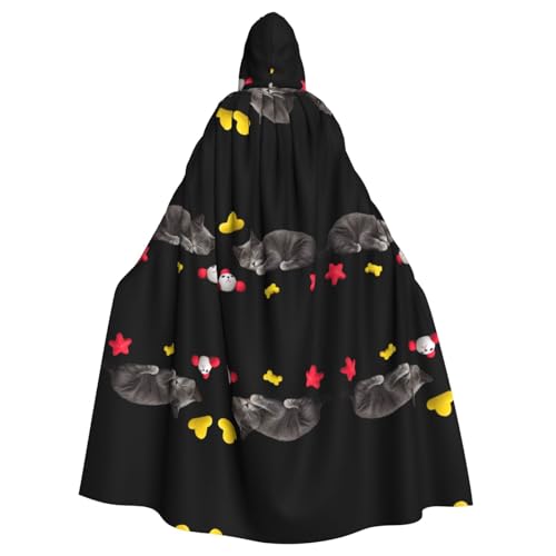 WHJWZY Halloween-Kapuzenumhang mit Lazy Kitten-Druck, für Damen und Herren, für Partys, Abschlussbälle WHJWZY Halloween-Kapuzenumhang mit Lazy Kitten-Druck, für Damen und Herren, für Partys, Abschlussbälle von WHJWZY