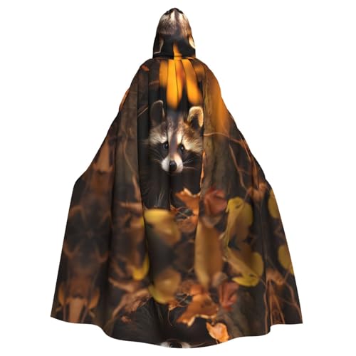 WHJWZY Halloween-Kapuzenumhang mit Nerdy-Waschbär-Druck, Aldult für Damen und Herren, für Partys, Abschlussbälle WHJWZY Halloween-Kapuzenumhang mit Nerdy-Waschbär-Druck, Aldult für Damen und Herren, für Partys, Abschlussbälle von WHJWZY